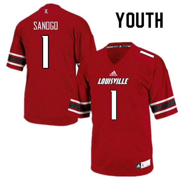 Youth #1 Momo Sanogo Louisville Cardinals College Football Jerseys Sale-Red - Click Image to Close